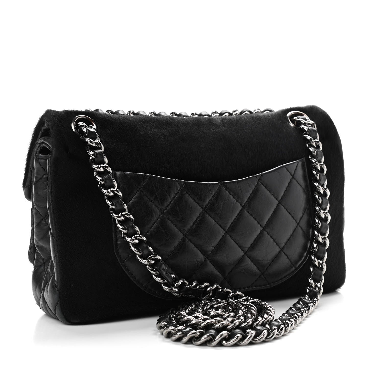 Chanel Aged Calfskin Miss Pony Fur Medium Flap Black 2 of 10