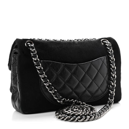 Chanel Aged Calfskin Miss Pony Fur Medium Flap Black 2 of 10