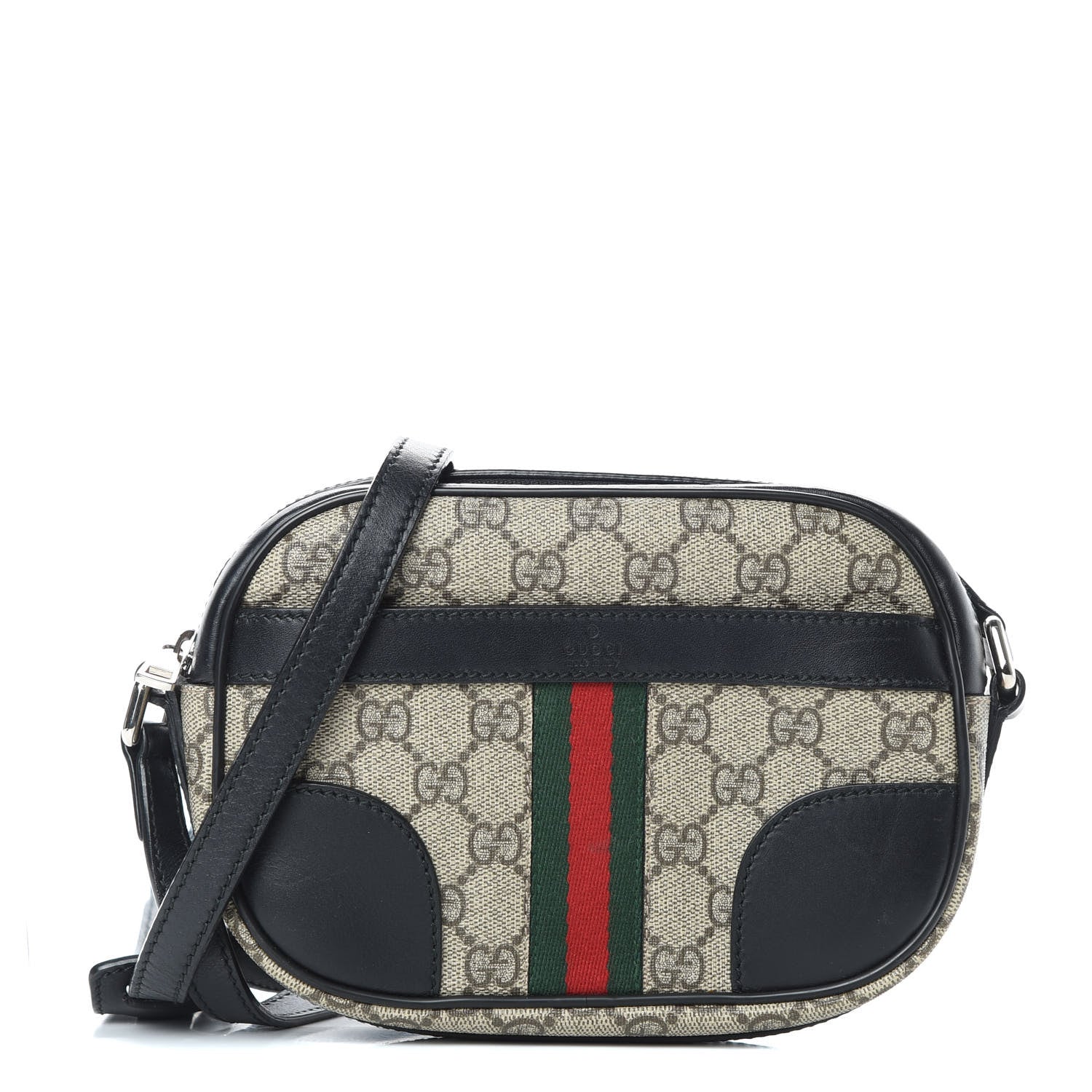 Gucci GG Supreme Monogram Web Small Shoulder Bag Black 1 of 14