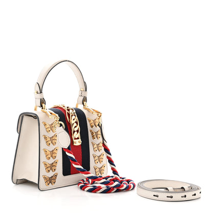 Gucci Calfskin Animal Studs Mini Sylvie Top Handle Bag White 3 of 15