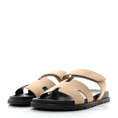 Hermes Suede Goatskin Mens Chypre Sandals 43.5 Beige Argile 3 of 9