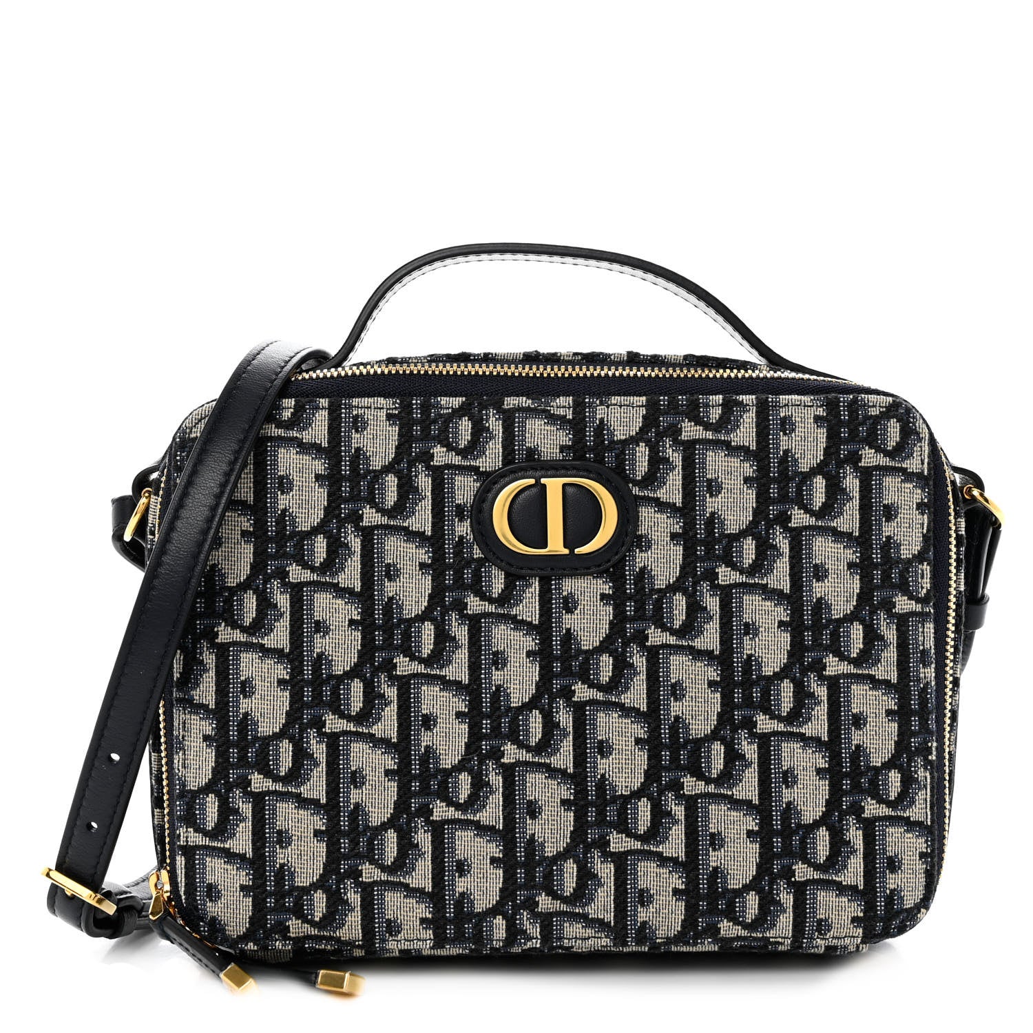 Christian Dior Oblique 30 Montaigne Top Handle Box Bag Blue 1 of 8