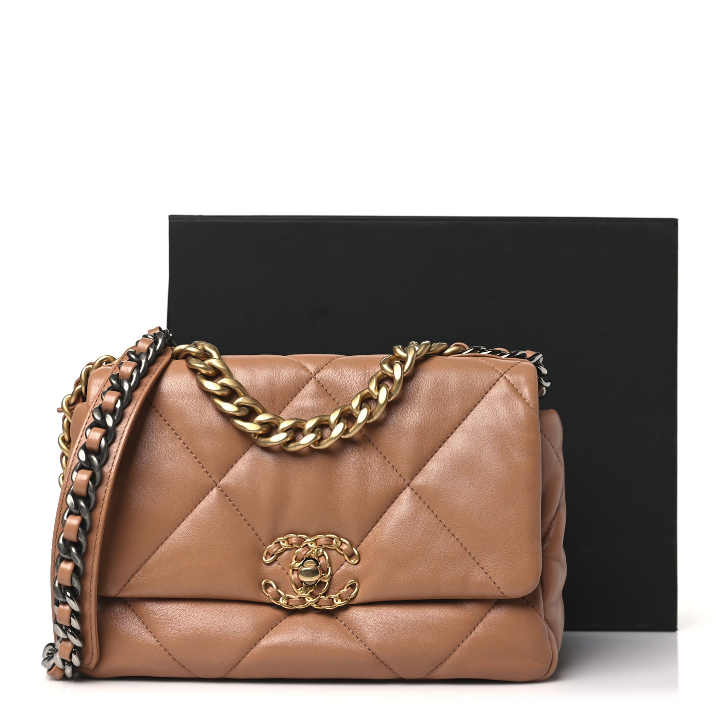 Lambskin Quilted Medium Chanel 19 Flap Brown