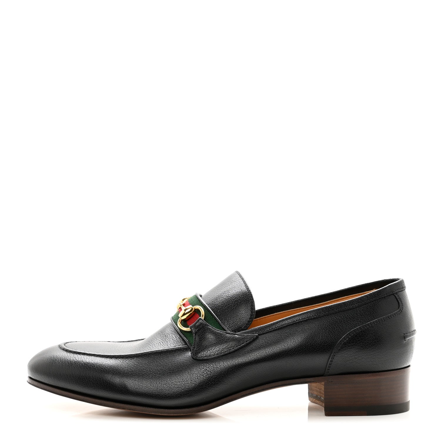 Gucci Goatskin Web Mens Horsebit Loafers 11 Black 1 of 9