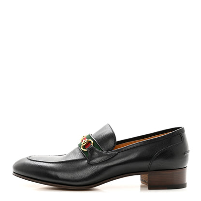 Gucci Goatskin Web Mens Horsebit Loafers 11 Black 1 of 9