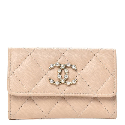Chanel Caviar Pearl Quilted Coco Candy Flap Card Holder Beige 1 of 8