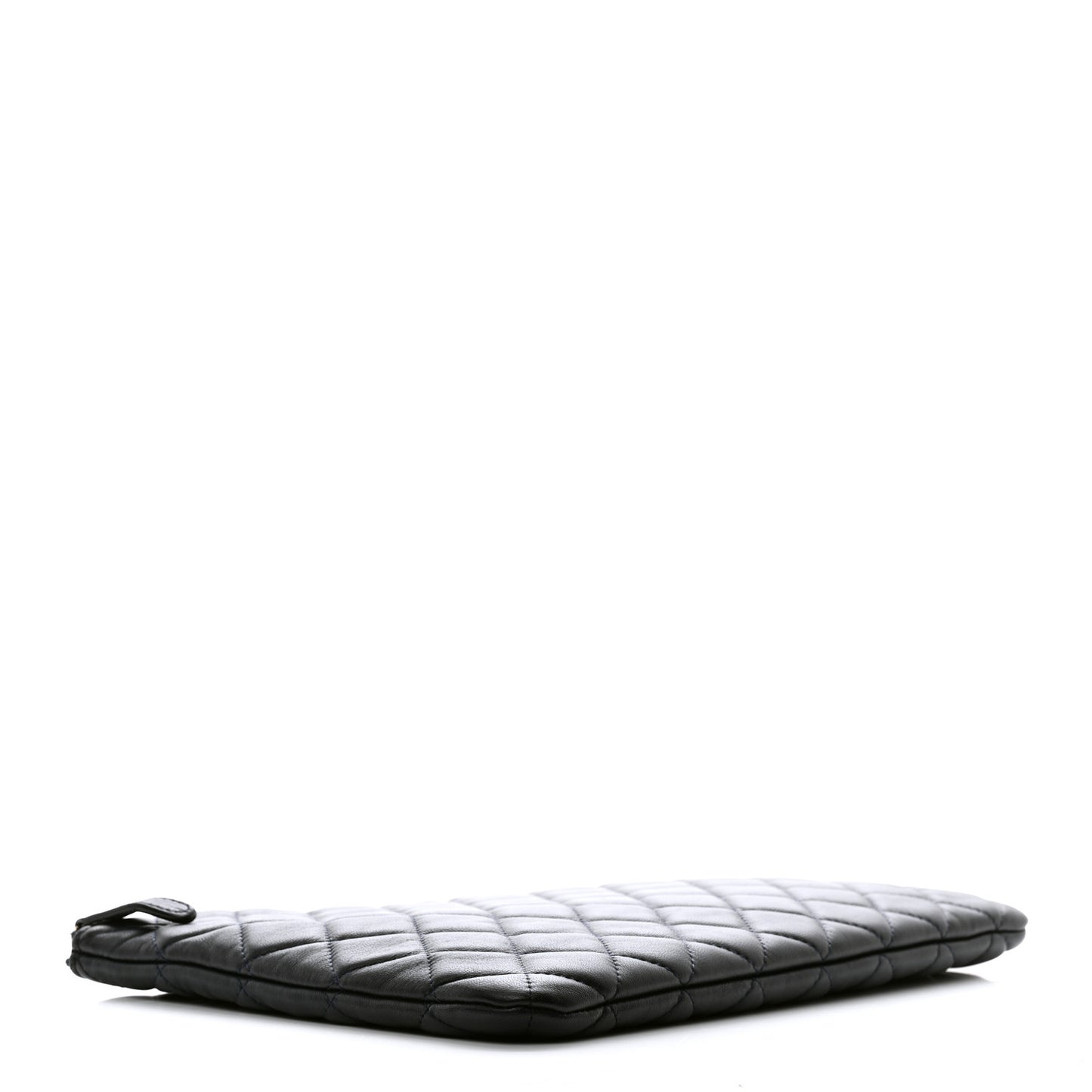 Lambskin Quilted Medium Cosmetic Case Navy Blue