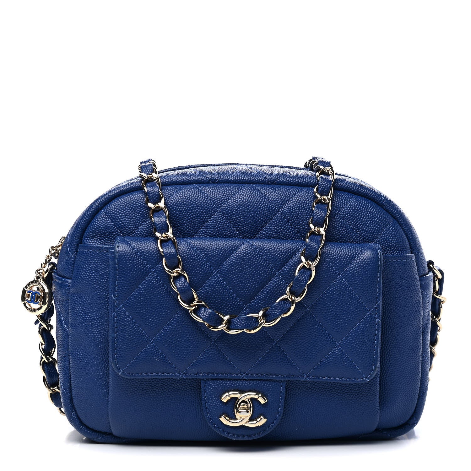 Chanel Caviar Quilted CC Day Camera Case Blue 1 of 8