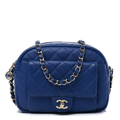 Chanel Caviar Quilted CC Day Camera Case Blue 1 of 8