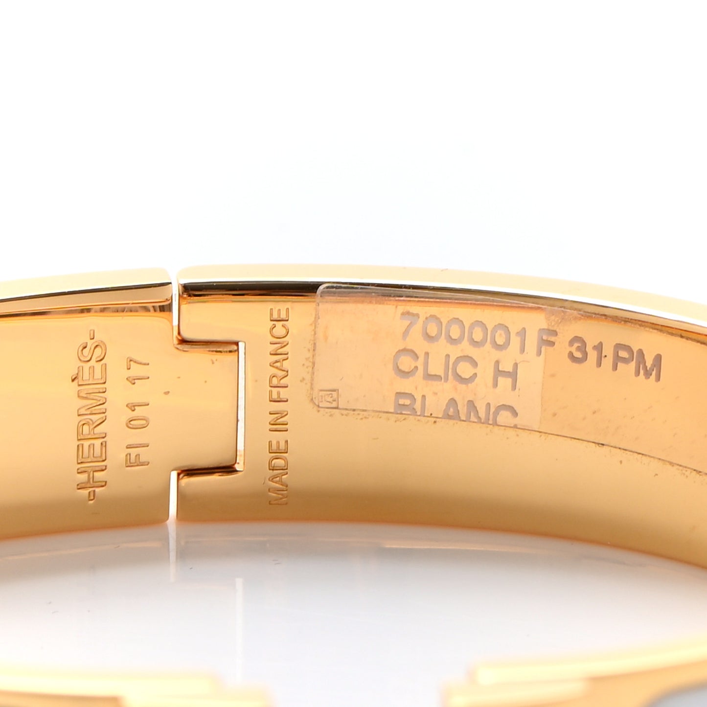 Enamel Narrow Clic Clac H Bracelet PM White