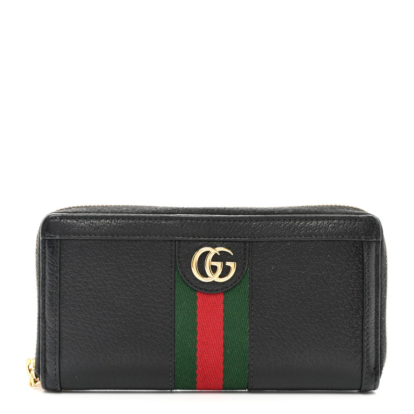 Calfskin Web Ophidia Zip Around Wallet Black