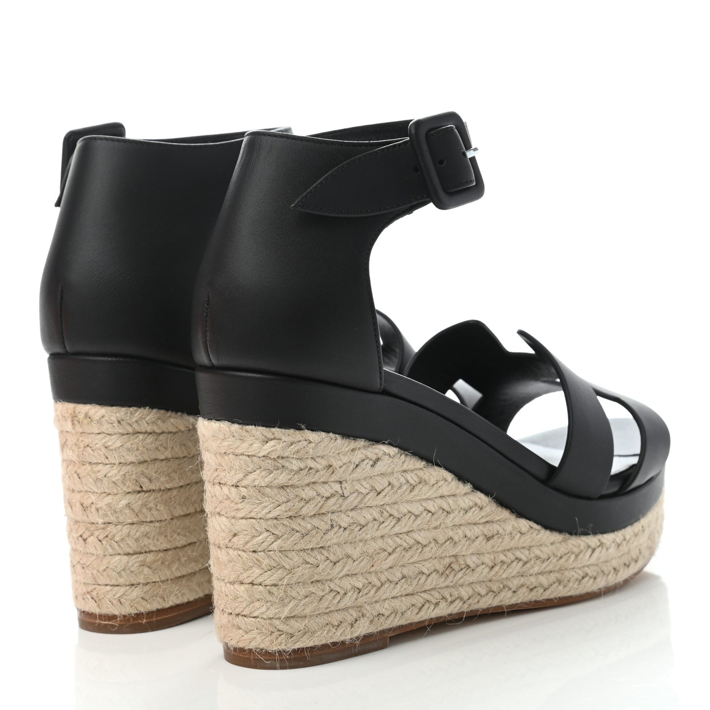 Calfskin Doll 60 Espadrille Wedge Sandals 37 Black