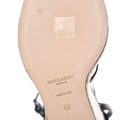 Saint Laurent Calfskin Cassandra Espadrille 105 Wedges 40 Chocolate 9 of 10