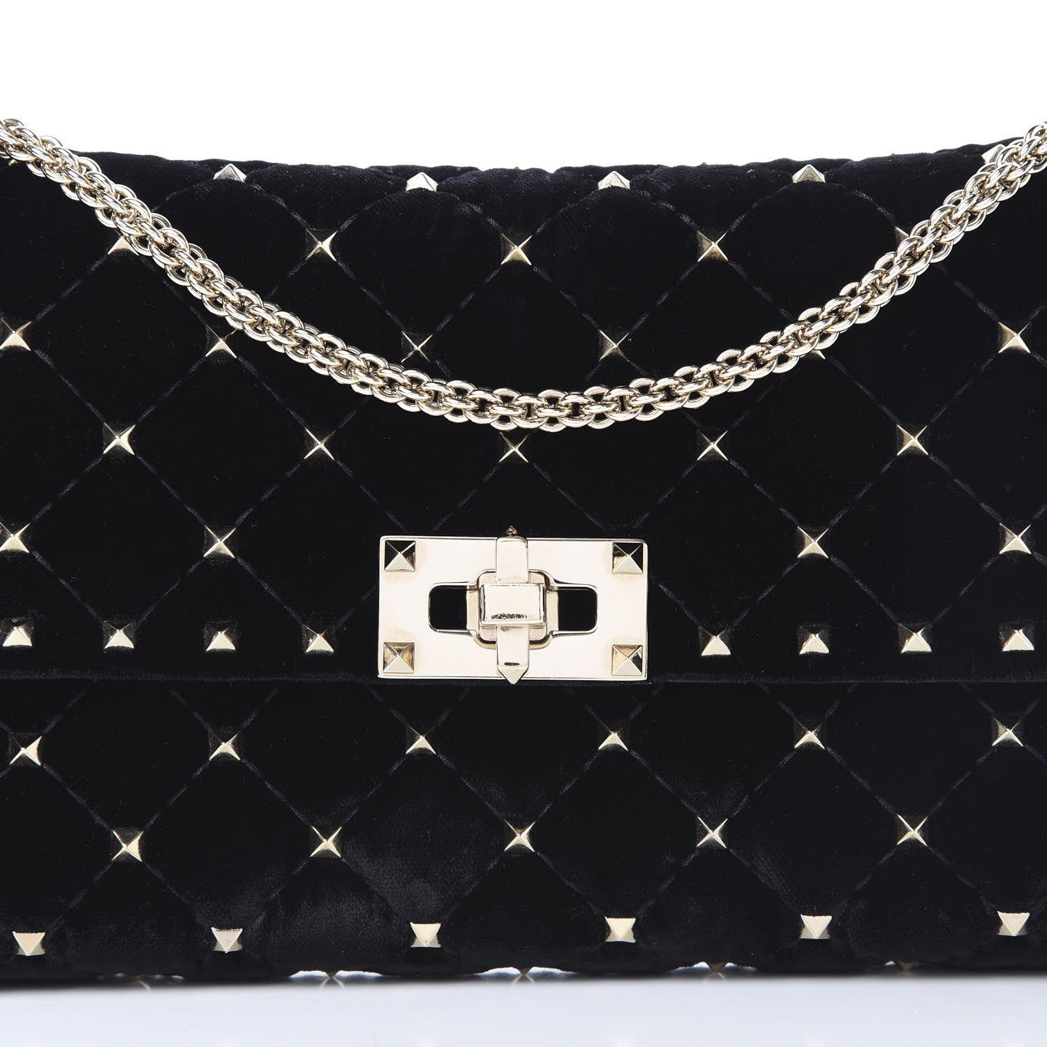 Valentino Garavani Velvet Rockstud Spike Wallet on Chain Black 6 of 10