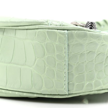 Balenciaga Extra Supple Calfskin Crocodile Embossed Le Cagole Shoulder Bag XS Light Green 10 of 12