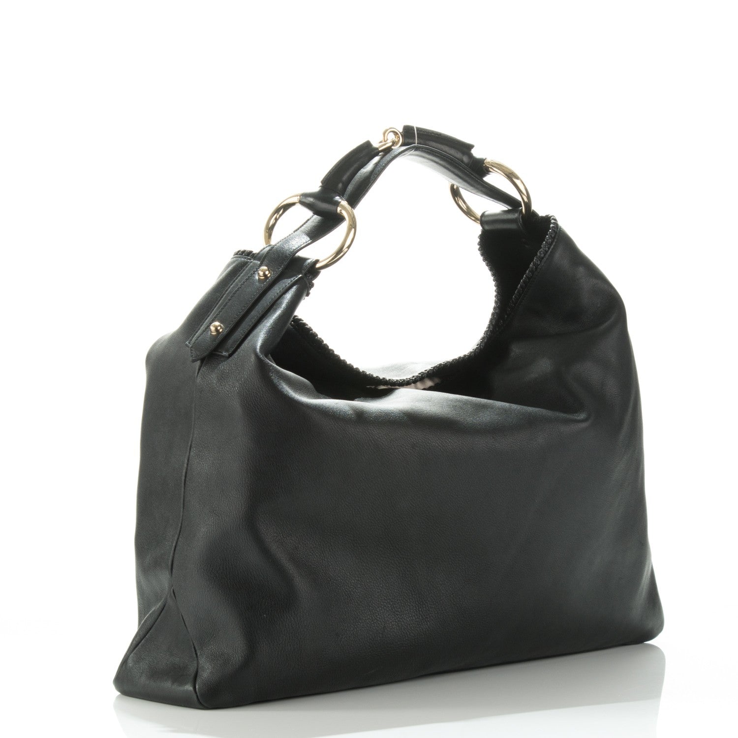 Gucci Calfskin Large Horsebit Chain Hobo Black 3 of 7