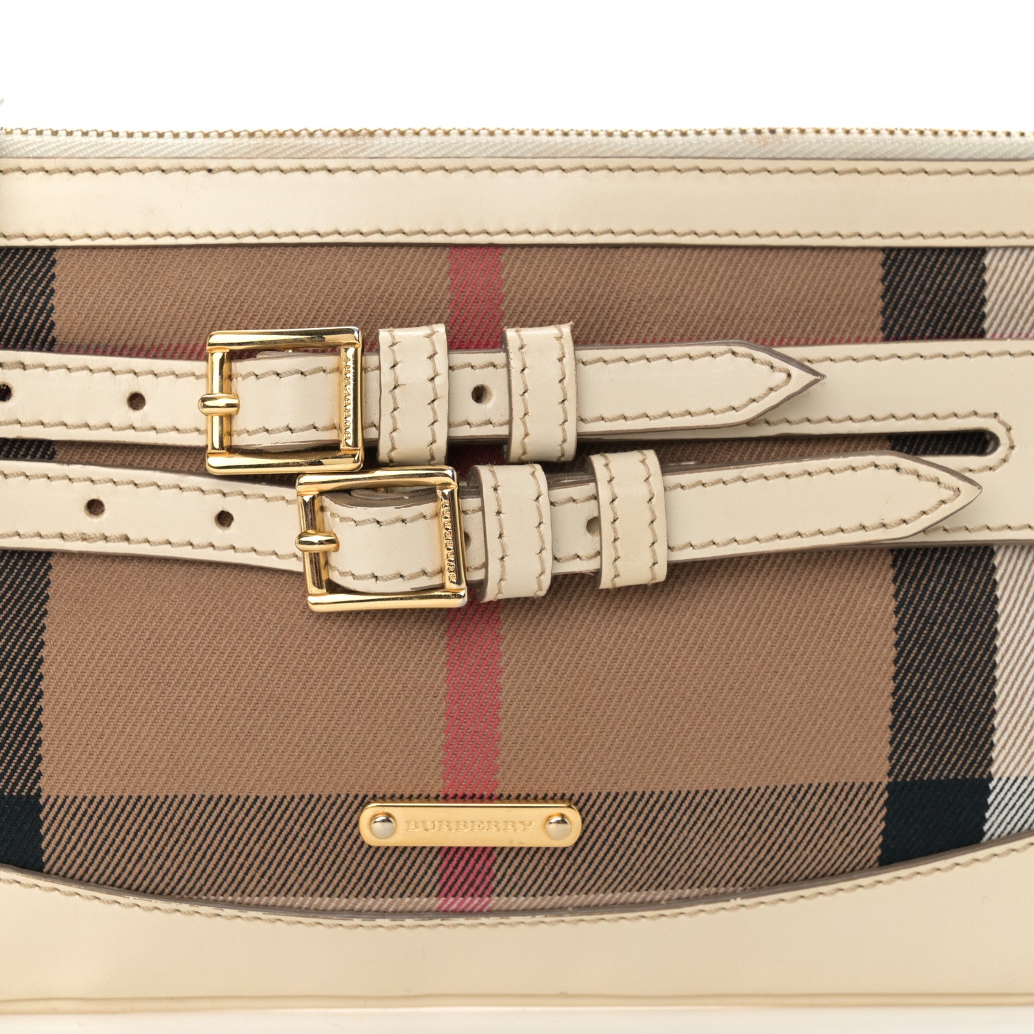 Burberry House Check Bridle Calfskin Peyton Crossbody White 8 of 12