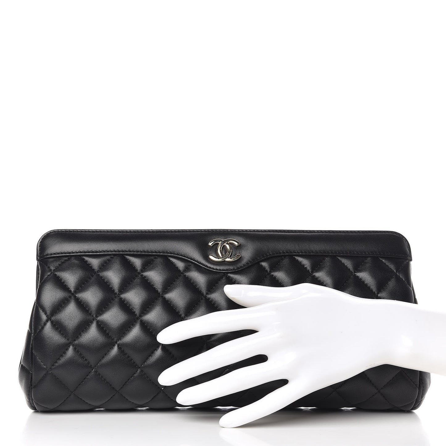 Lambskin Quilted Clutch Black