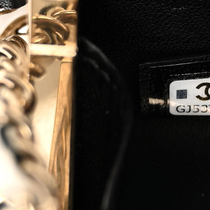 Chanel Lambskin Quilted Clutch With Chain Black White 7 of 10