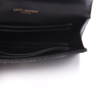 Saint Laurent Grain De Poudre Matelasse Chevron Small Monogram Envelope Wallet Black 5 of 9
