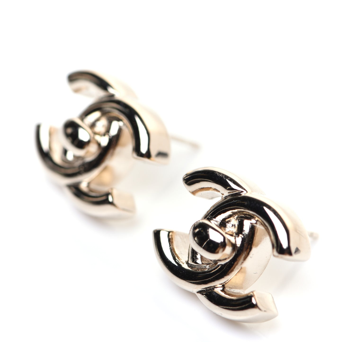 Metal CC Turnlock Earrings Gold