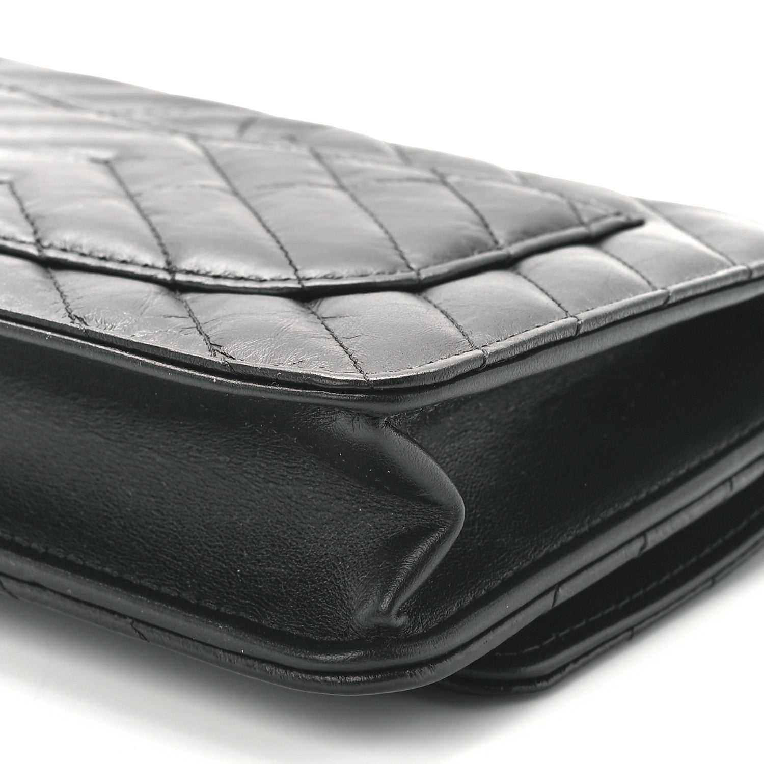 Chanel Aged Calfskin Chevron Quilted Reissue Wallet On Chain WOC So Black 11 of 12