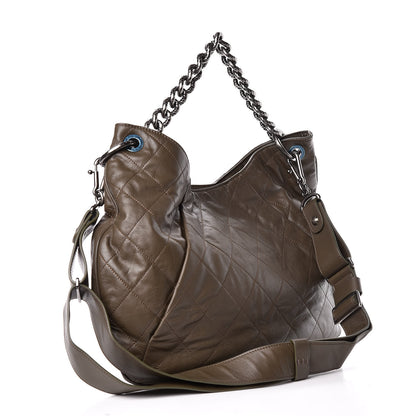 Chanel Calfskin Coco Pleats Hobo Olive 3 of 10