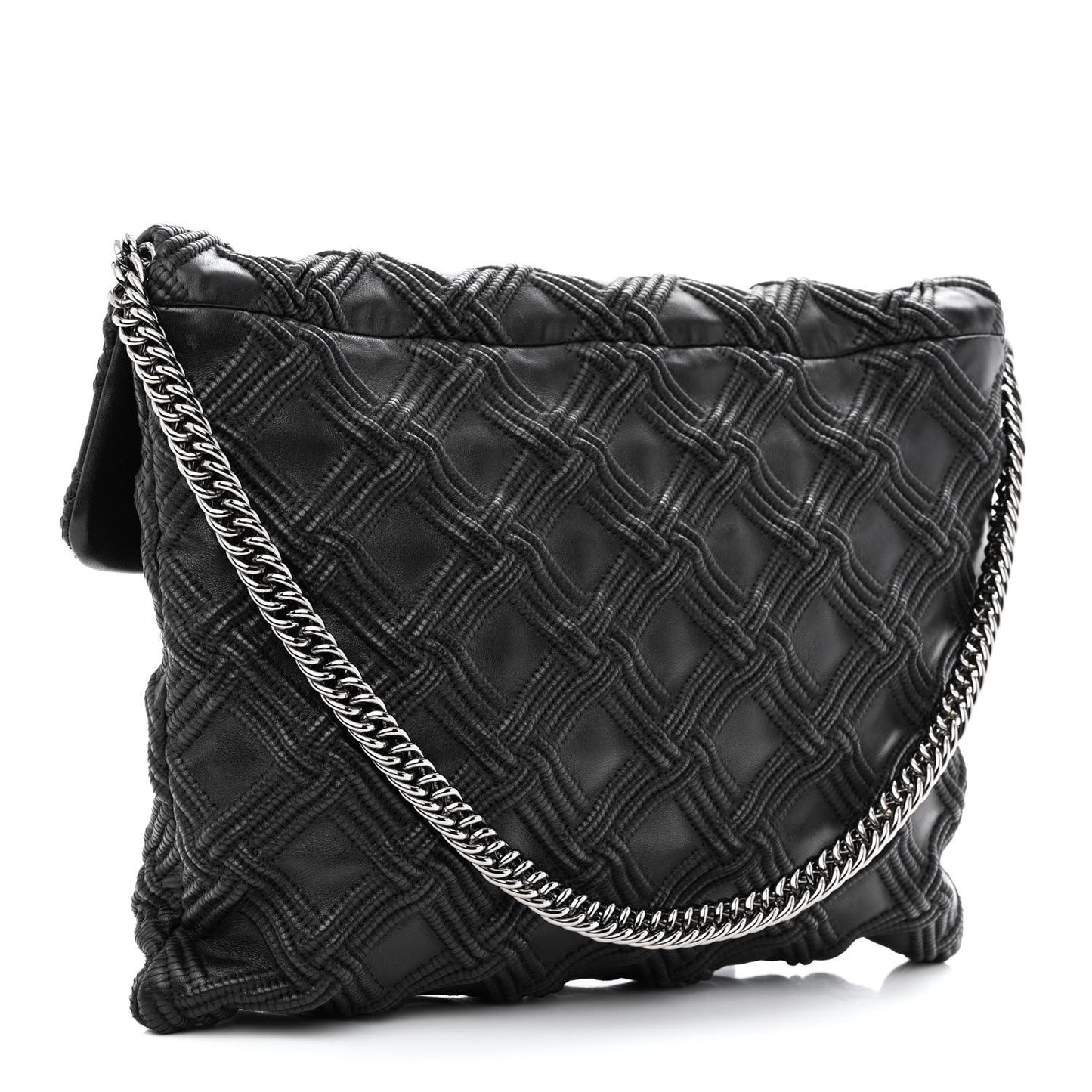 Lambskin Stitched Large Walk Of Fame Flap Black