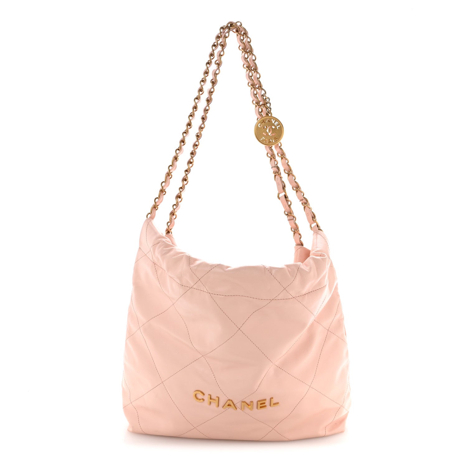 Chanel Shiny Calfskin Quilted Small Chanel 22 Light Pink 1 of 17