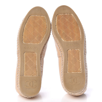 Chanel Lambskin CC Espadrilles 38 Beige Black 5 of 12