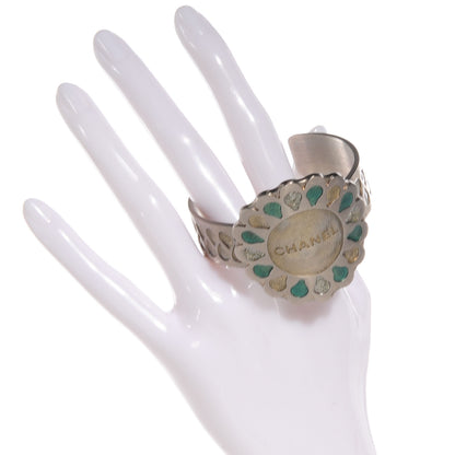 Chanel Brushed Metal Glitter Petal Cuff 2 of 5