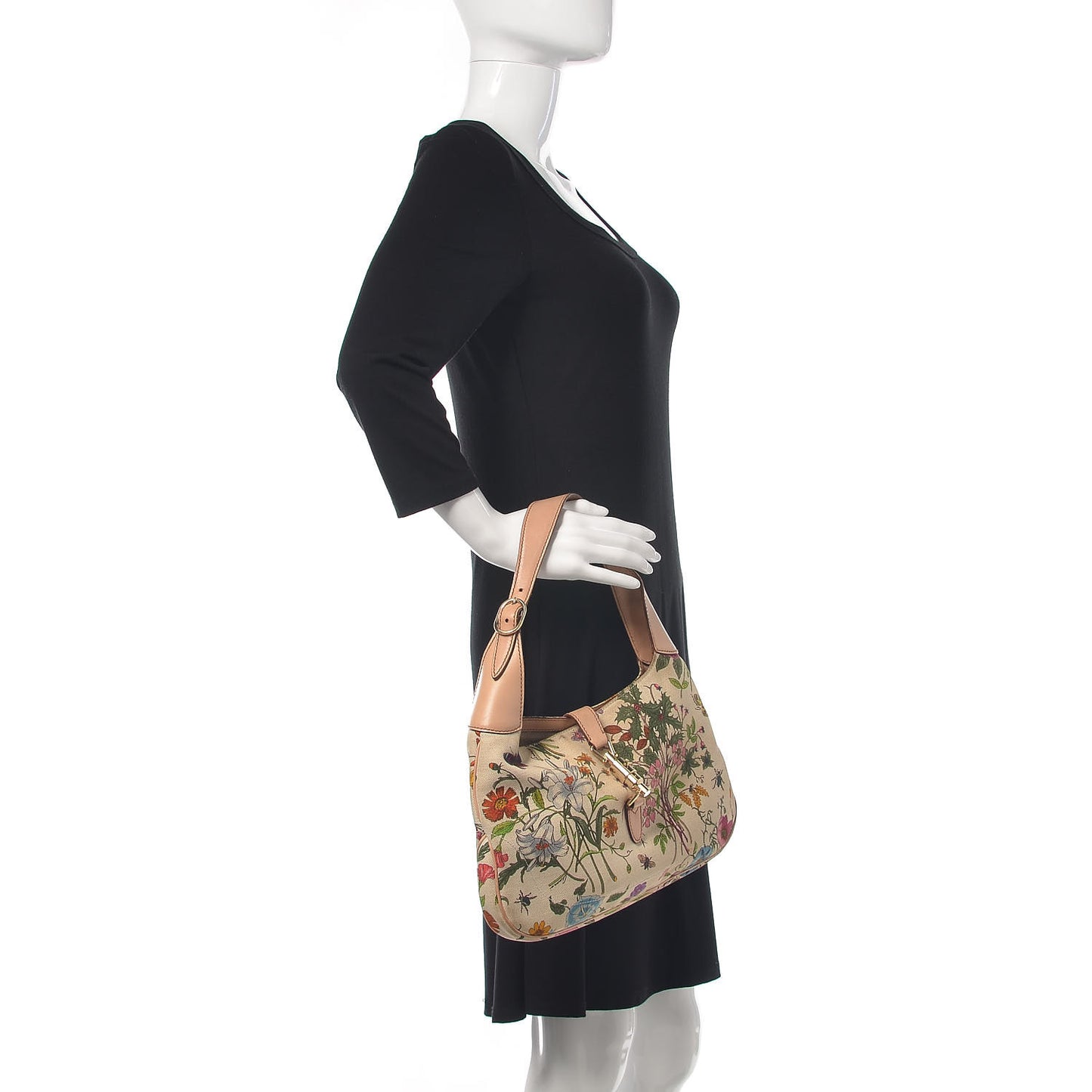 Canvas Floral Flora Small Jackie O Hobo White