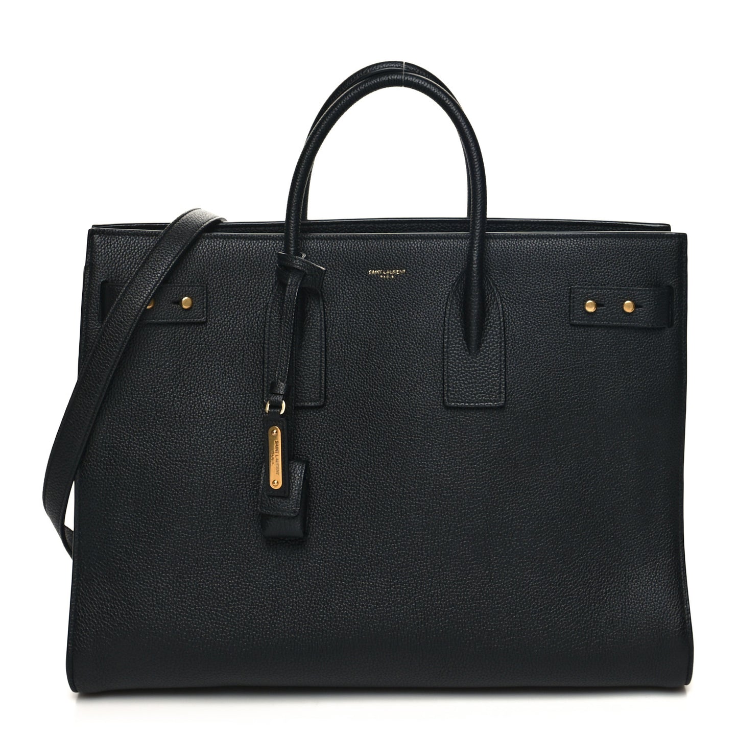 Grained Calfskin Large Thin Sac De Jour Black