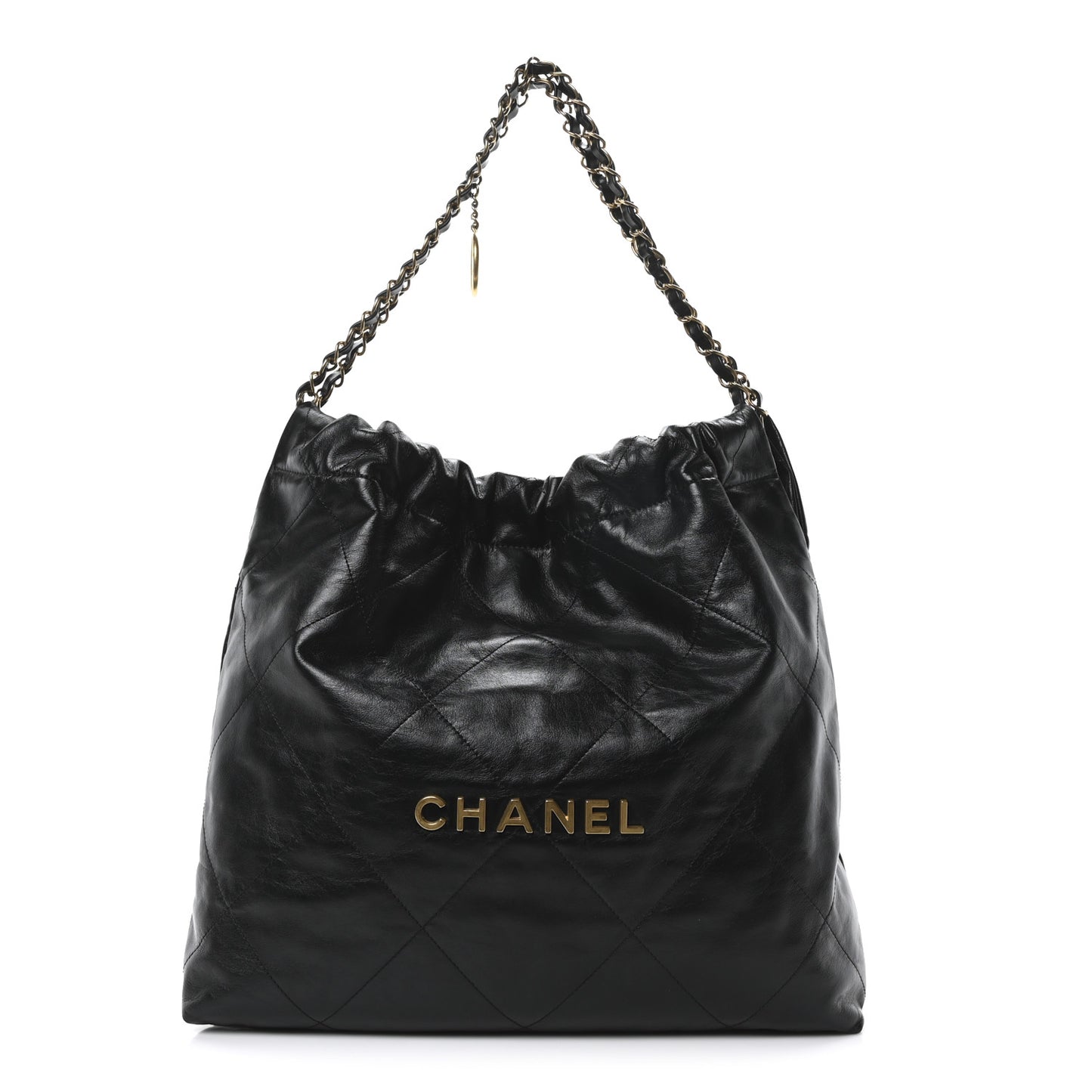 Shiny Calfskin Quilted Chanel 22 Black