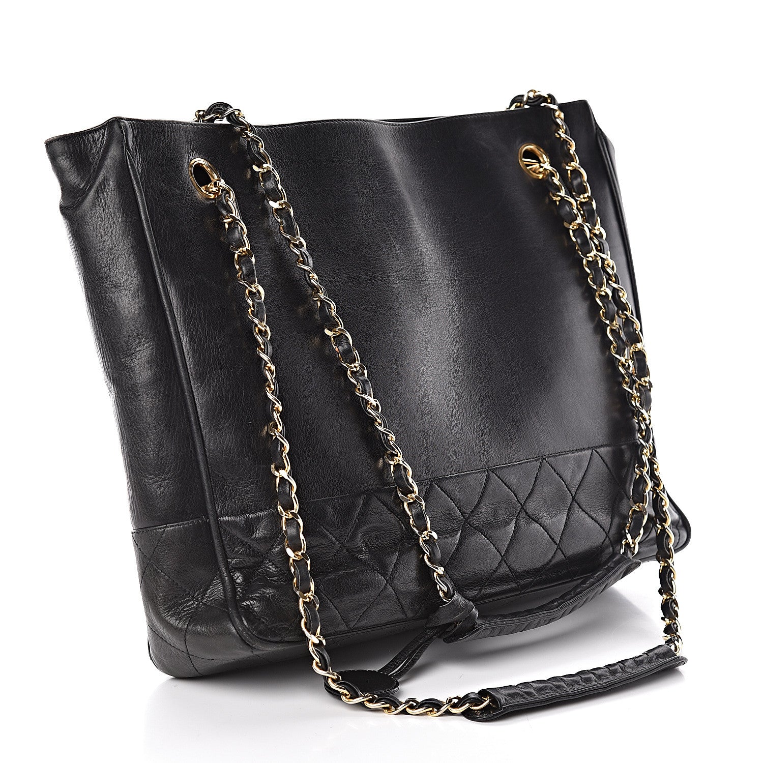 Chanel Lambskin Quilted Shopping Tote Black 3 of 15