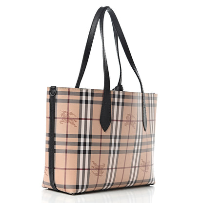 Burberry Grainy Calfskin Haymarket Check Small Reversible Tote Black 4 of 15