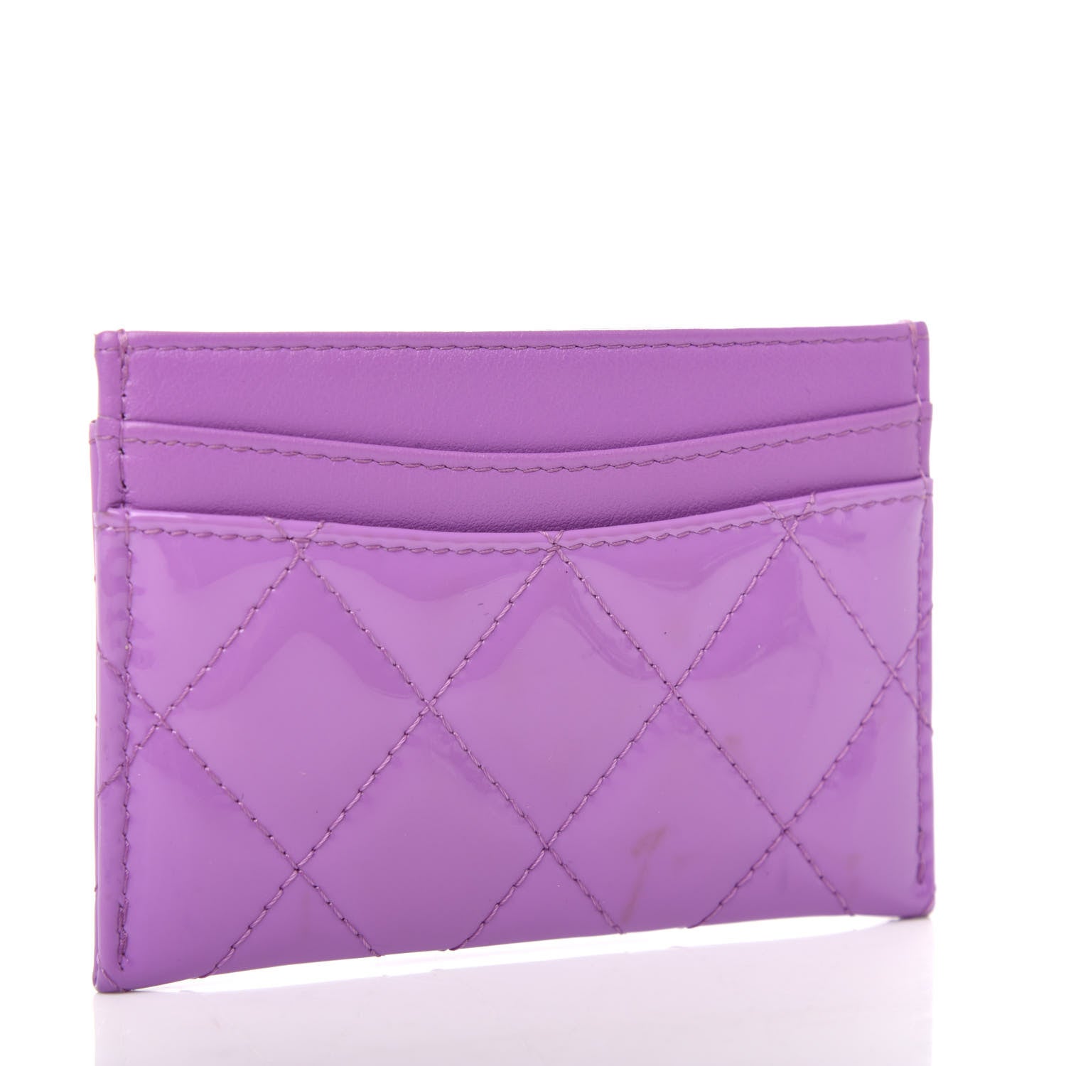 Chanel Patent Quilted Card Holder Purple 3 of 9