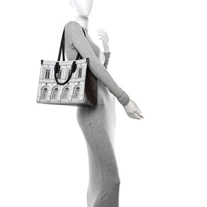 Louis Vuitton X FORNASETTI Calfskin Architettura Onthego MM Black White 2 of 9