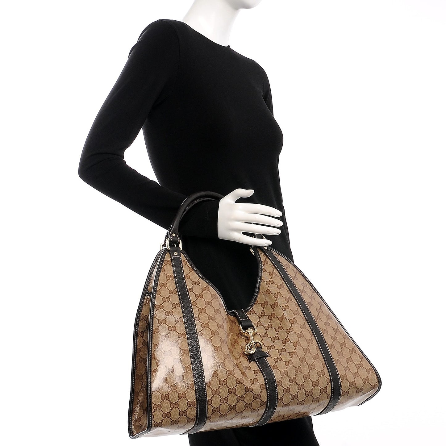 Crystal Monogram Dollar Calfskin Medium Joy Shoulder Bag Beige Ebony Testa Di Moro