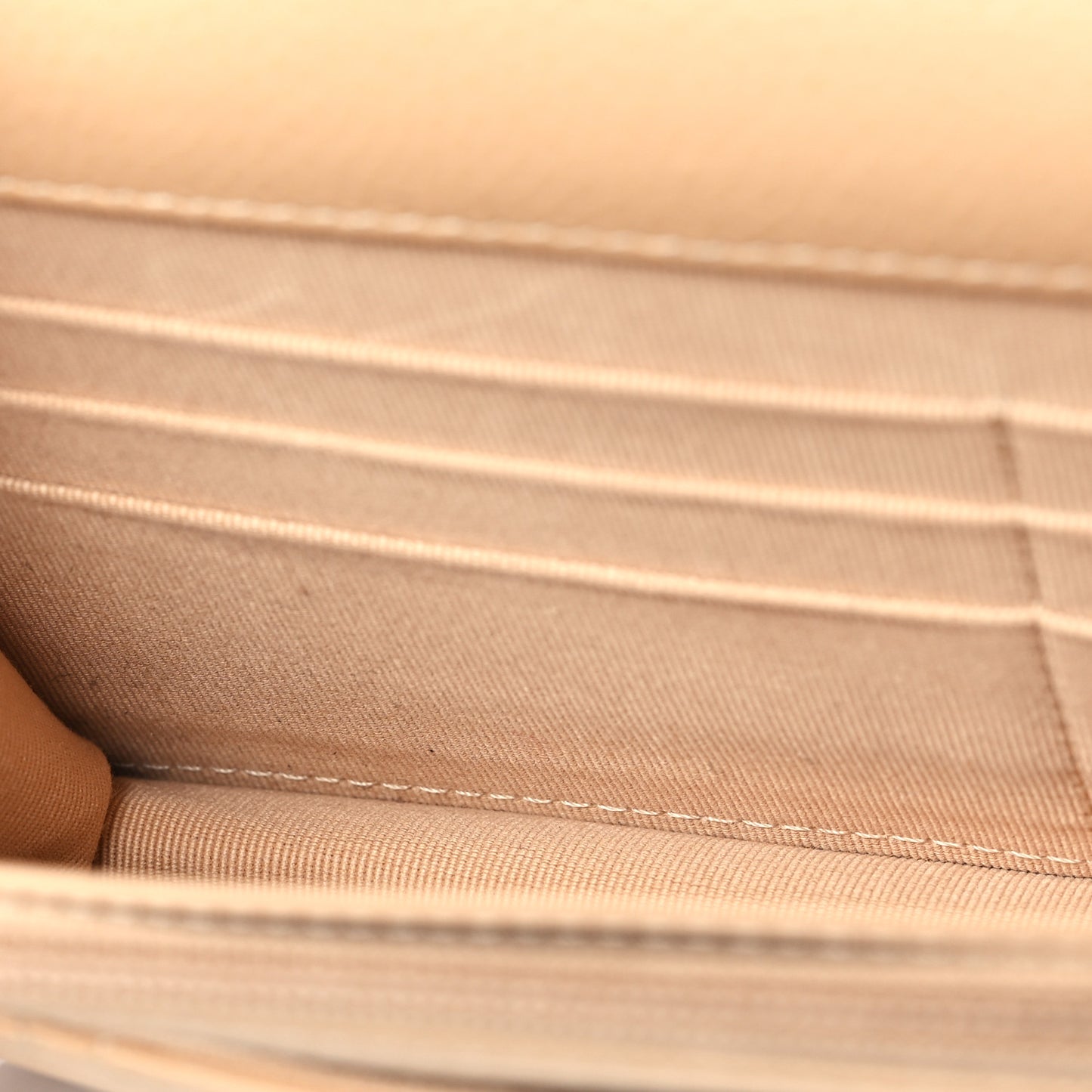 Caviar Quilted Wallet on Chain WOC Beige