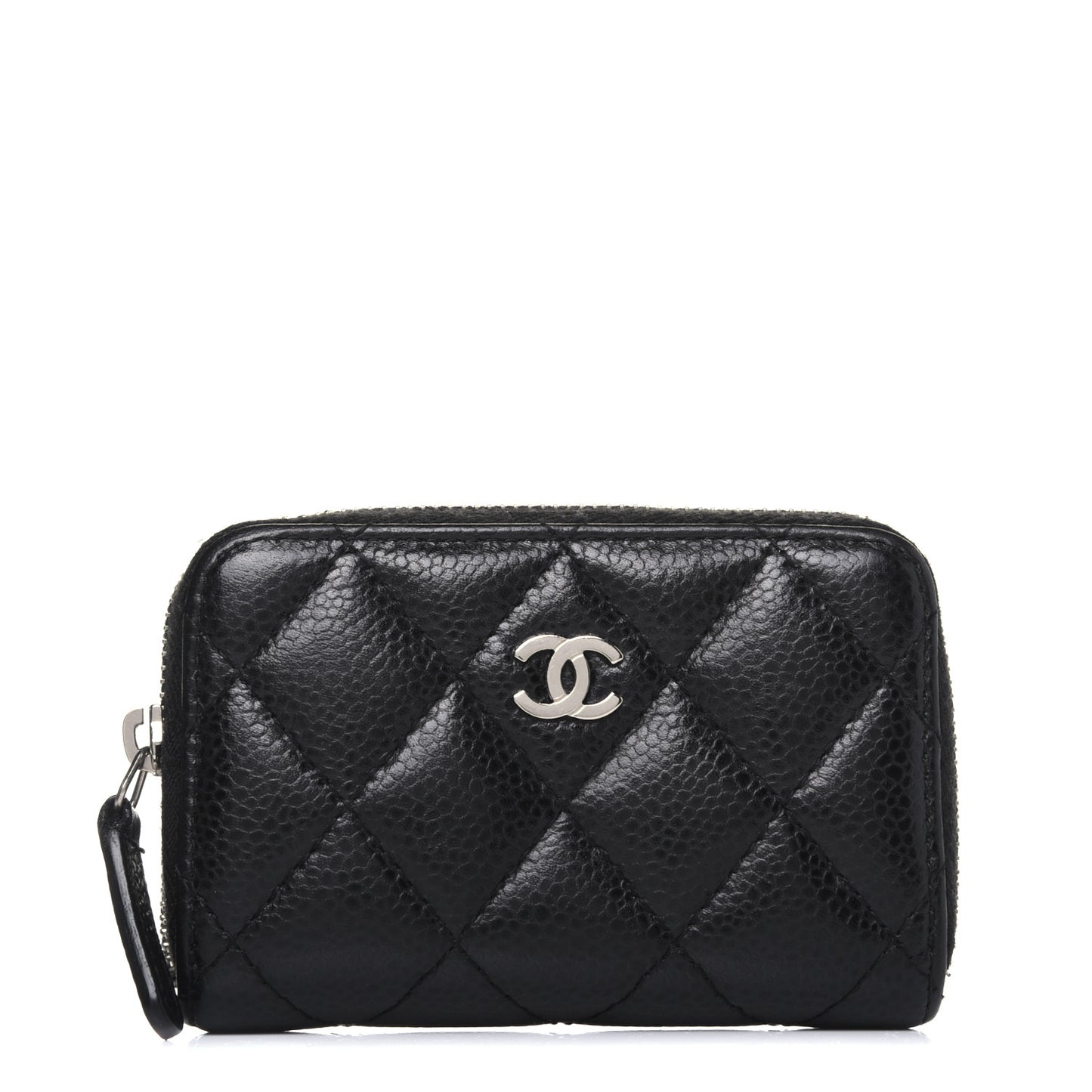 Caviar Quilted Zip Coin Purse Black