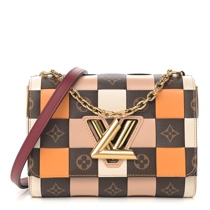 Louis Vuitton Calfskin Monogram Check Twist MM Beige White Orange 1 of 10