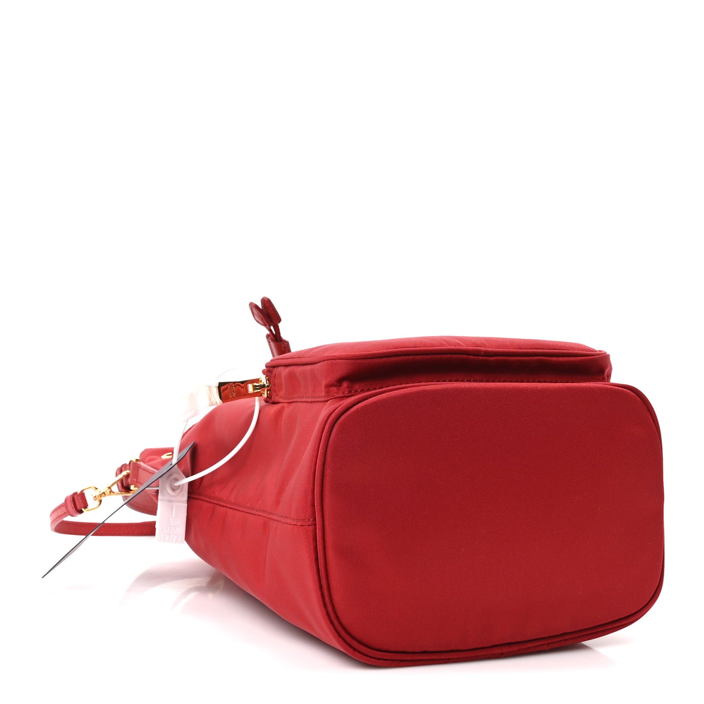 Nylon Vela Saffiano Mini Bucket Crossbody Bag Fuoco