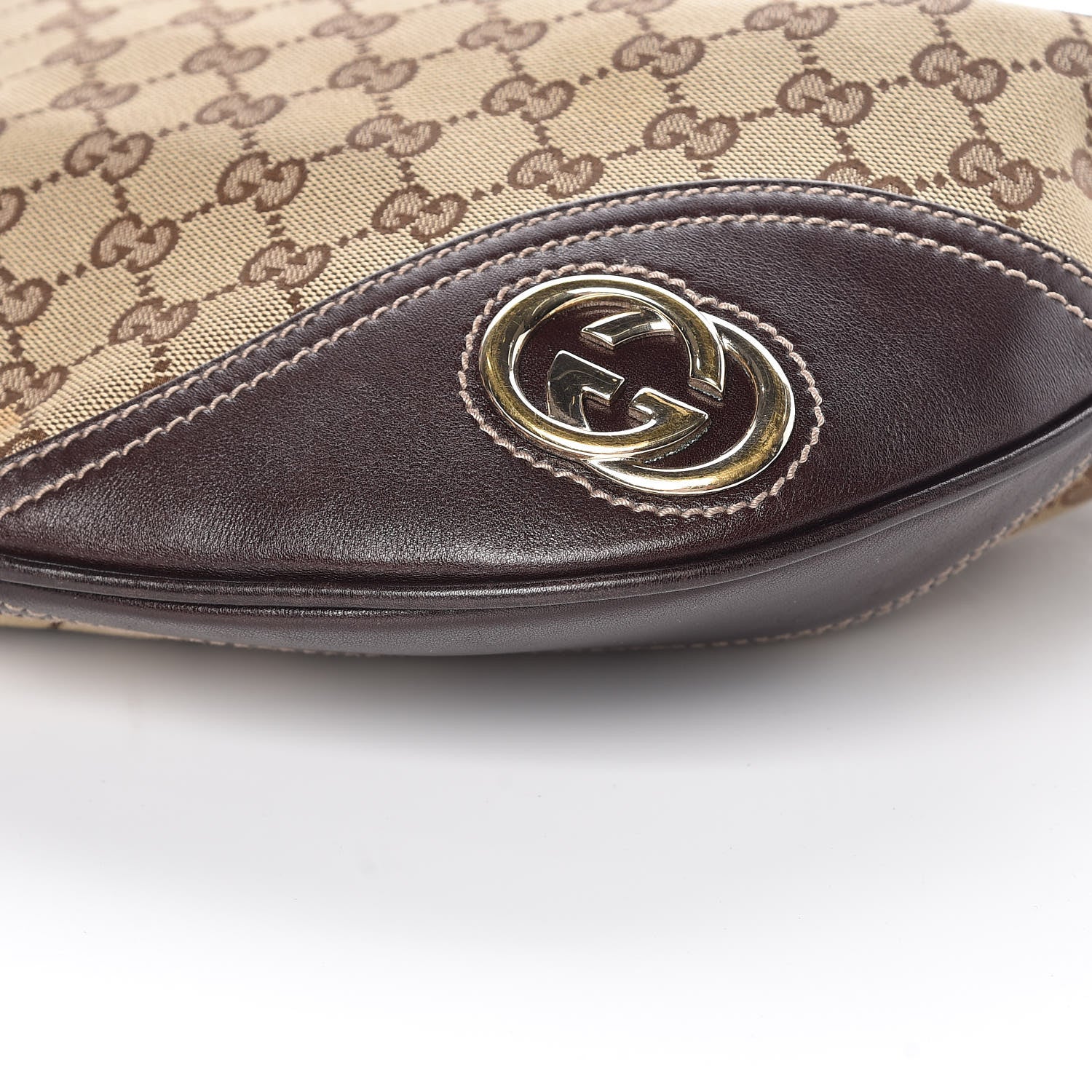 Gucci Monogram Medium New Britt Half Moon Hobo Dark Brown 9 of 9