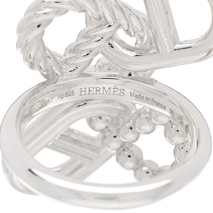 Hermes Sterling Silver Chaine d'Ancre Alea II Multi Link Ring 56 7.5 4 of 5