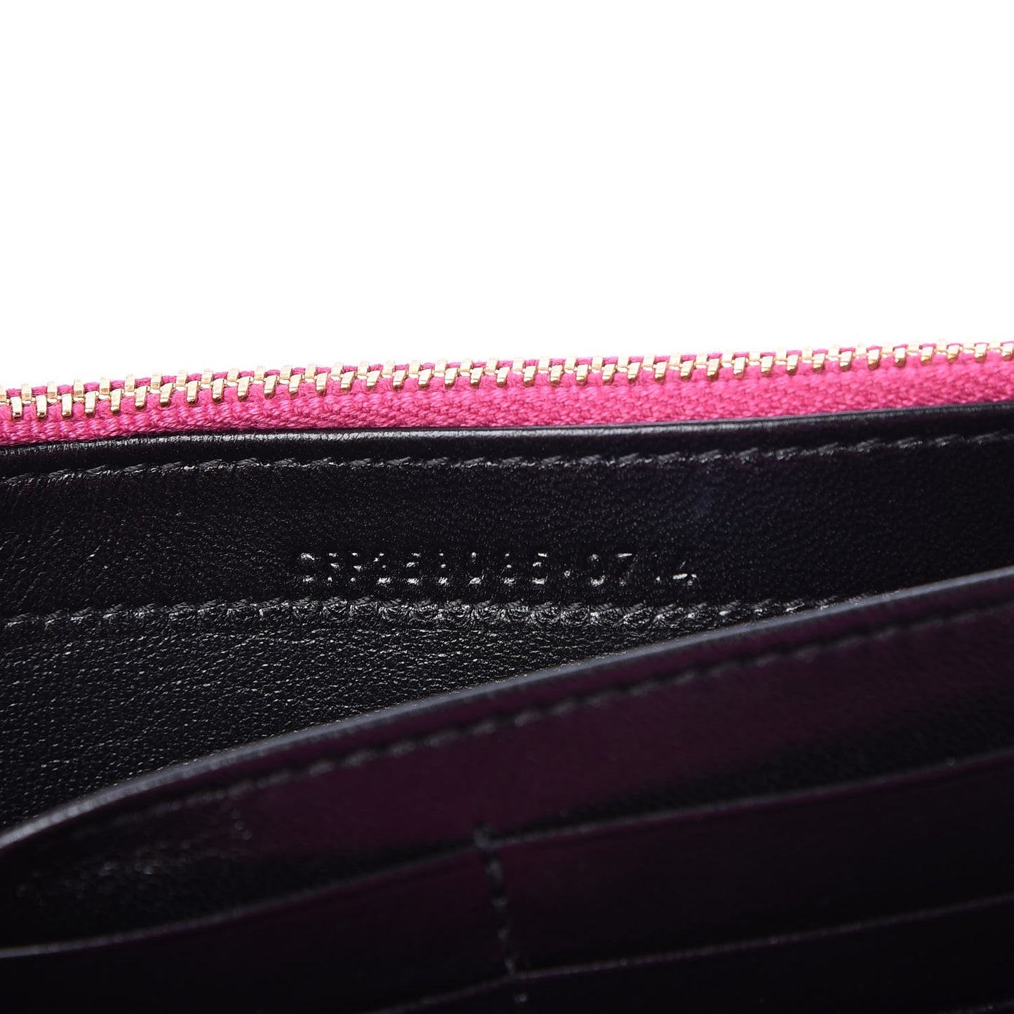 Metallic Crackled Calfskin Matelasse Chevron Monogram Flap Wallet Fuchsia