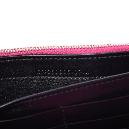 Saint Laurent Metallic Crackled Calfskin Matelasse Chevron Monogram Flap Wallet Fuchsia 7 of 9