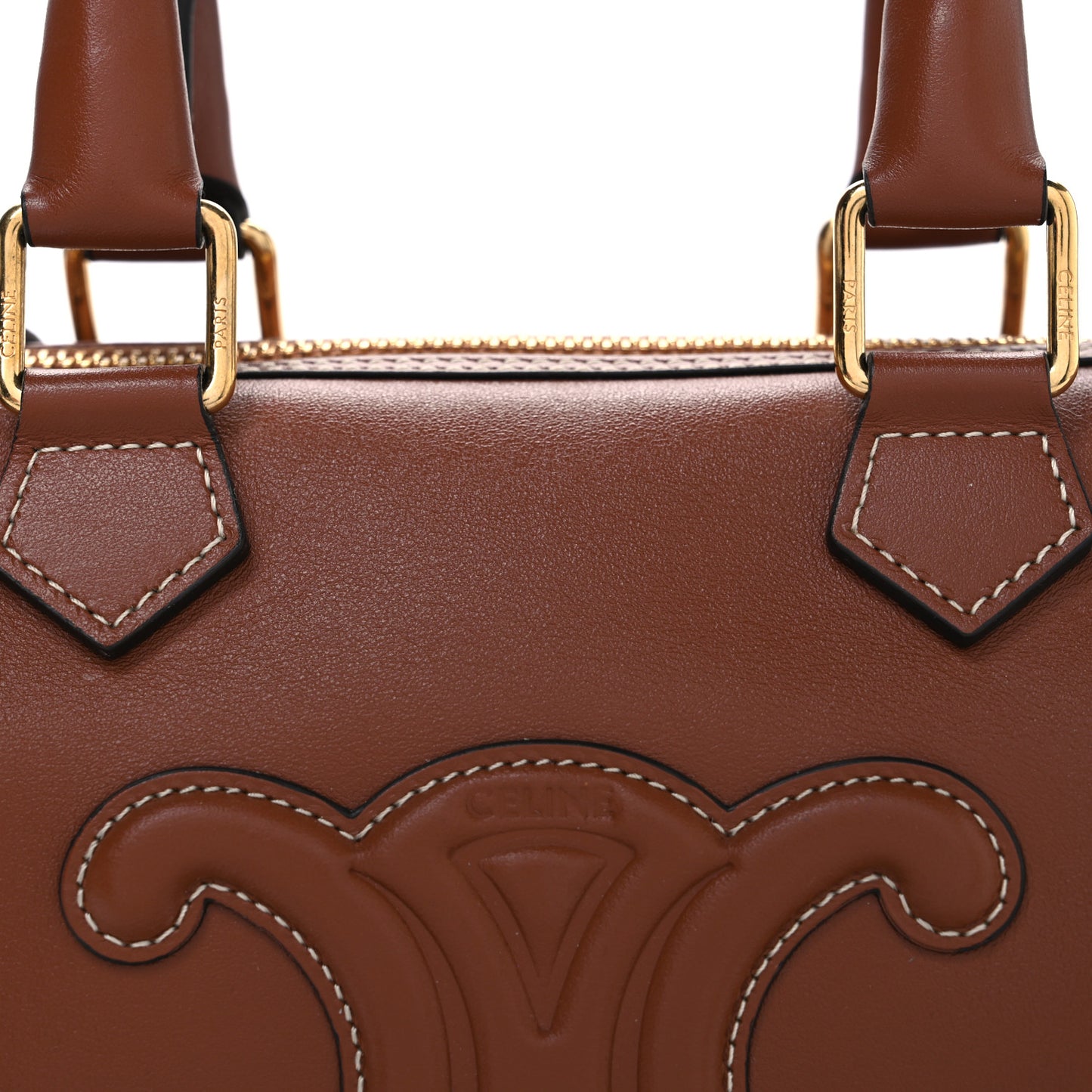 Smooth Calfskin Triomphe Small Boston Bag Tan