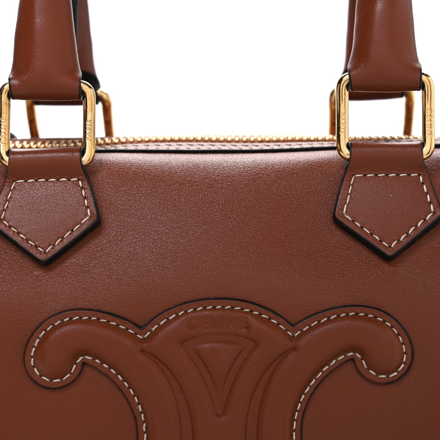 Celine Smooth Calfskin Triomphe Small Boston Bag Tan 9 of 11