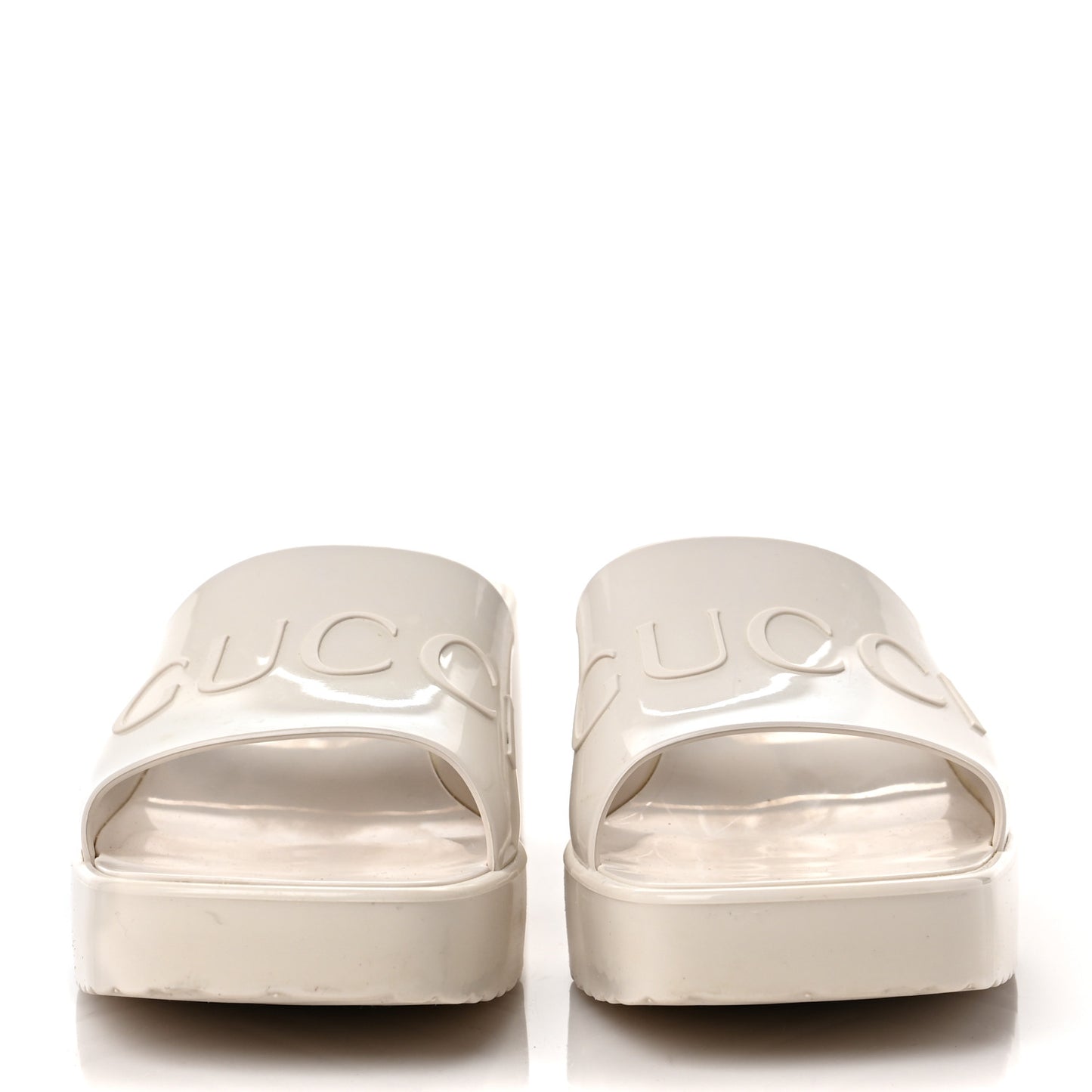 Rubber Gucci Logo Womens Platform 20/60mm Slide Sandals 37 Mystic White